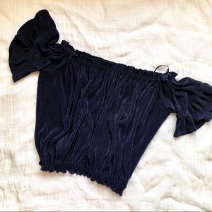 Pleated Off the Shoulder Top Black